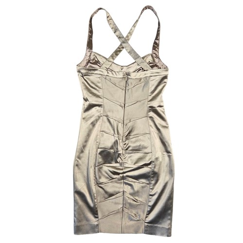 Bebe Dress Womens S Mini Bodycon Y2k 2000s Party Cocktail Ruched Champagne Bratz - Picture 2 of 8