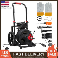 100FT x 1/2" Drain Cleaner Machine Electric Drain Auger Sewer Snake W/ 6 Cutters