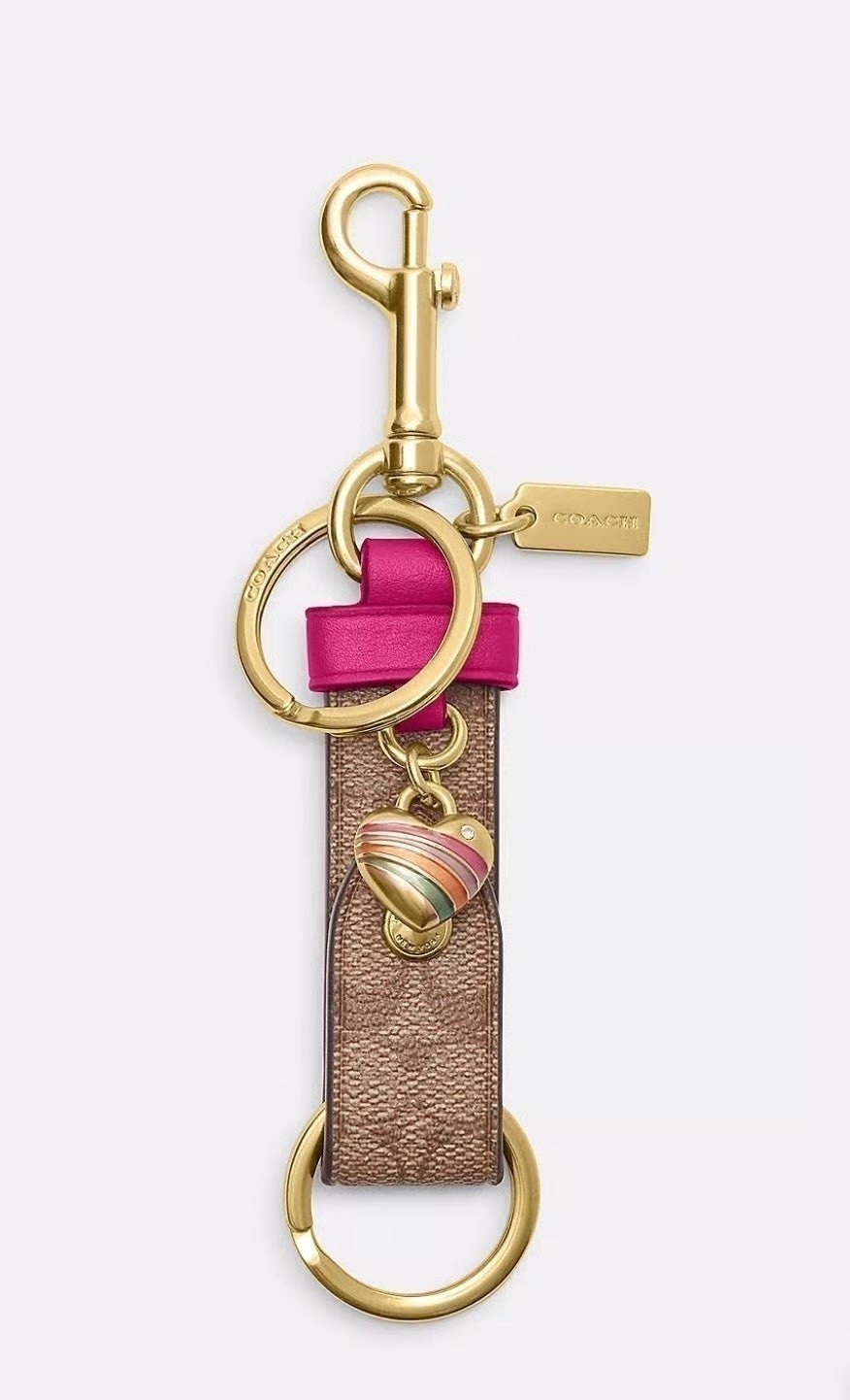 Coach Signature Canvas Bag Charm with Heart