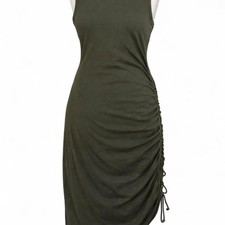 Michael Michael Kors Olive Green Ruched Side Sleeveless Dress Size L