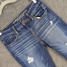 American Eagle Jegging Size 4 Regular Dark Wash Distressed Ripped Denim
