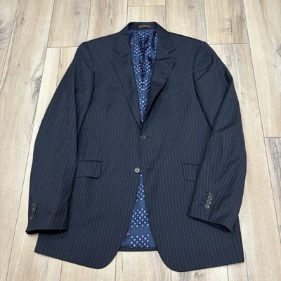 Etro Milano 100% Wool Blazer Men s Size 54L Black Stripe