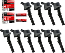 Set of 10 Ignition Coils Pack DG508 & Motorcraft Platinum Spark Plugs SP479 Ford