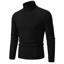 Winter Turtleneck Sweater Men Warm Knitted Solid Color Pullovers Slim Fit Casual