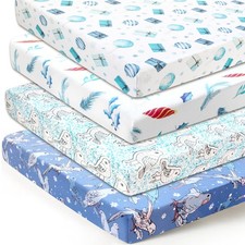 Stretchy Fitted Crib Sheet for Unisex Baby 4 Pack for 52  28 inches Standard...