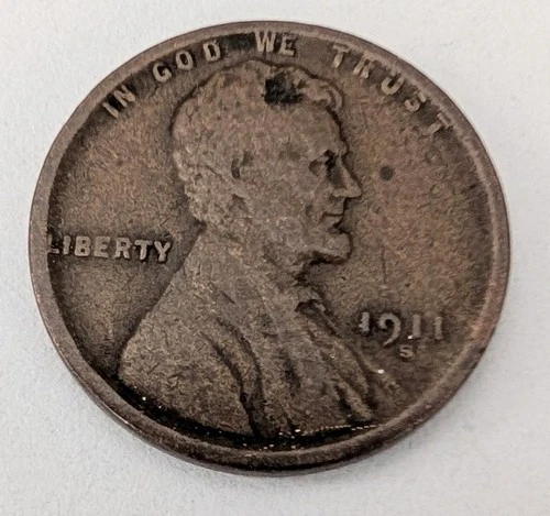 1911-S 1C Lincoln Wheat Cent Semi-Key Date in VG Condition