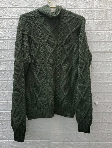 New Aran Crafts Shawl Neck Button Up Diamond Cardigan Green Size XXLarge - Picture 3 of 6