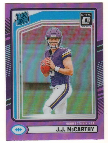 2024 Donruss #303 J.J. McCarthy Optic Rated Rookies Preview Pink