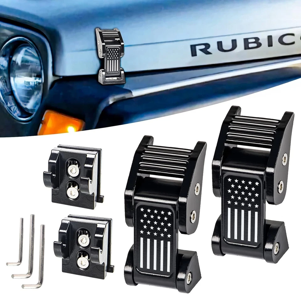 Durable Aluminum Hood Catch Latch Kit for Jeep TJ 1997-2006 | Easy Installation - Image 3 of 4