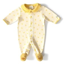 Vintage 90s Carters Baby 0-3M Yellow Duck Footie Sleeper Snap Pajamas