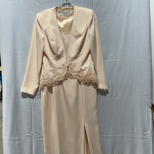 Nah Nah Collection Vintage Peach Pink Dress/Jacket Set Size 6P Formal MOB
