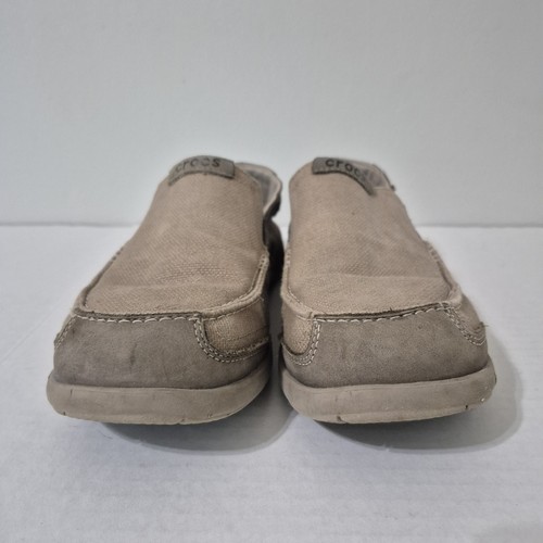 Crocs Men's Size 8 Walu Canvas Slip-On Loafer Beige Brown - Picture 3 of 9
