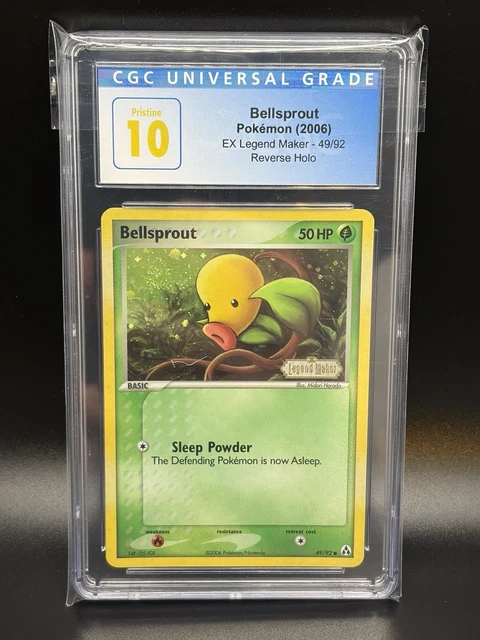 2006 BELLSPROUT Pokemon Card 49/92 EX Legend Maker Reverse Holo CGC 10 Pristine