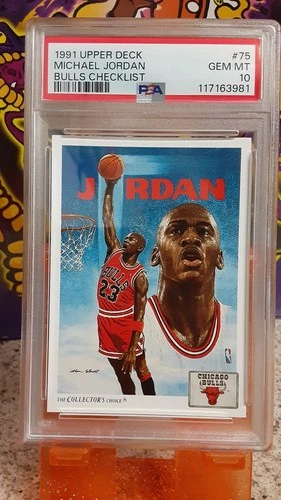 1991-92 Upper Deck #75 Michael Jordan PSA 10 Graded Card Bulls Checklist 1992