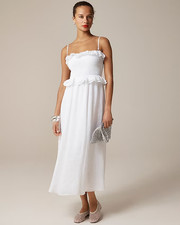 J Crew White Petite Ravenna dress in ramie Womens PXS