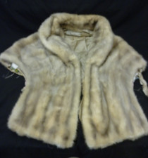 VINTAGE ALPER FURS CHICAGO BEIGE GREY TONED FUR STOLE COLLAR 17" LONG MINK 