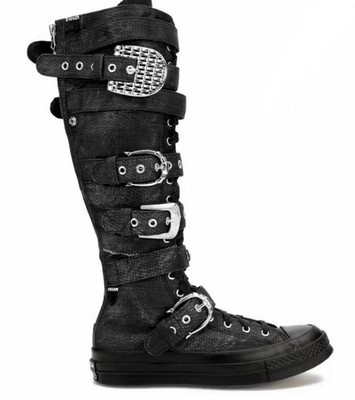 Converse Chuck Taylor All Star Hi Black Knee High Lace-Up Zipper 6.5