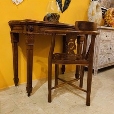 Scrivania Etnica Legno Teak Scrittoio Coloniale