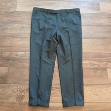 Zanella Pants Mens 38x28 Grey Devon Wool Dress Made in Italy Trousers Cuffed
