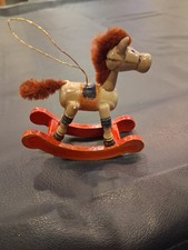 vintage wooden rocking horse Christmas ornament.