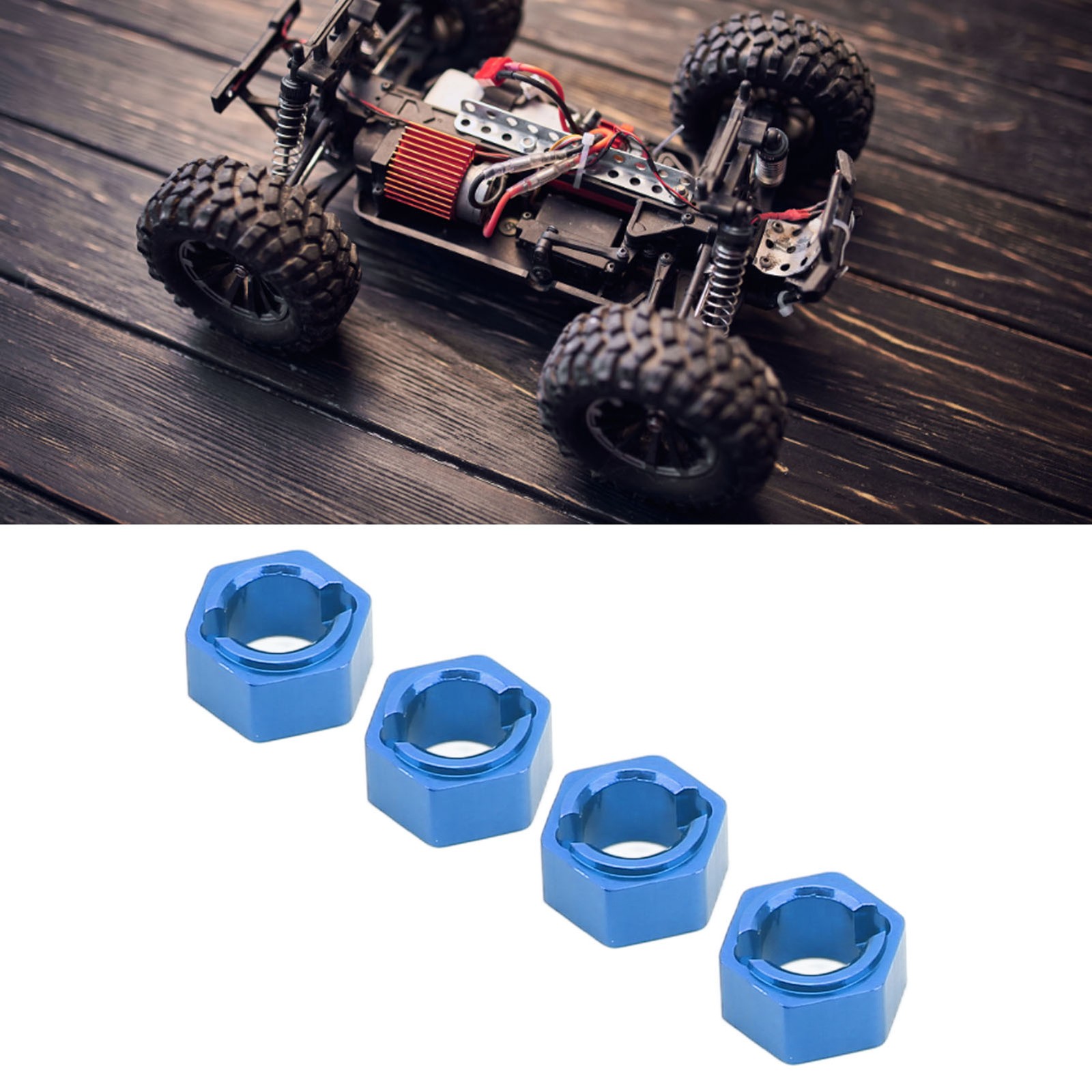HOT (Blue)7mm Hex Wheel Hubs Aluminum Alloy RC Wheel Hex Drive Adapter For FMS