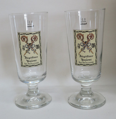 2x Augustiner Bräu München Gläser 0,3L Sammelglas Brauerstutzen