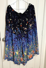 Vintage Le Mieux Studio Black/Purple/Blue Floral Broomstick Maxi Skirt-XL