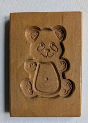 Retired GENE WILSON HOBI Wooden Springerle Cookie Stamp MOLD Teddy Bear Panda 78