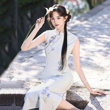 Women's Sleeveless Cheongsam Dress Mandarin Collar Traditional Chinese Qipao