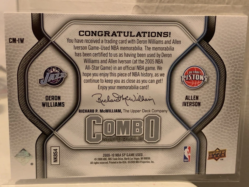 2009-10 SP Juego Usado Combo Materiales Allen Iverson, Deron Williams/499 Camiseta Foto 3 de 3