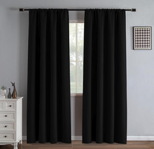 2 Pack: Hotel Thermal Grommet 100 Blackout Curtains - W52 x L84 Black