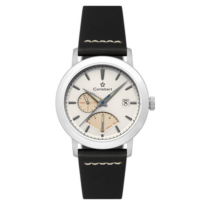 Cortebert Rodez Retrograde Dual Time White / Genuine Leather | White Dial Wristw