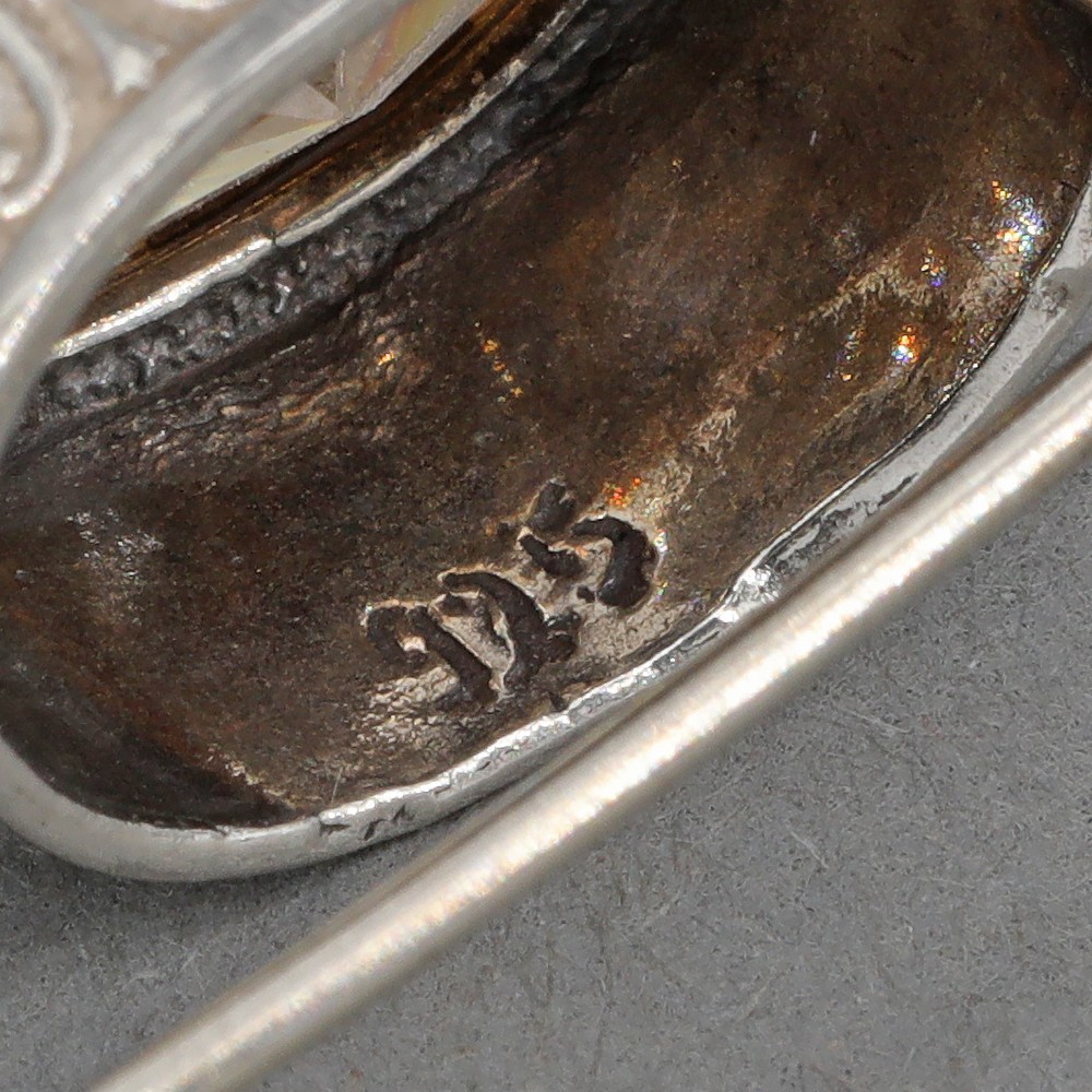 Retired Silpada Embossed Sterling Silver Oval Champagne CZ Drop Earrings W1335