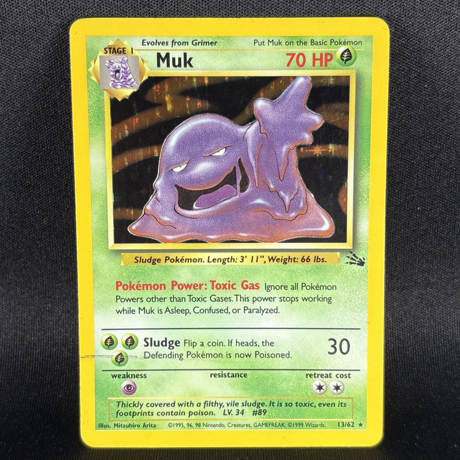 Muk 13/62 Fossil Holo Rare Unlimited English 1999 Pokemon TCG HP/DMG