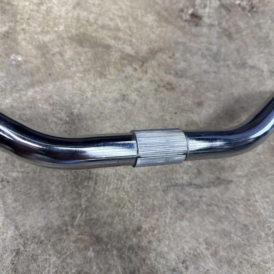 Manillar cromado vintage, 640 mm de ancho, 22,2 / 25,4 mm abrazadera cuña acero años 80 elevación Foto 4 de 4