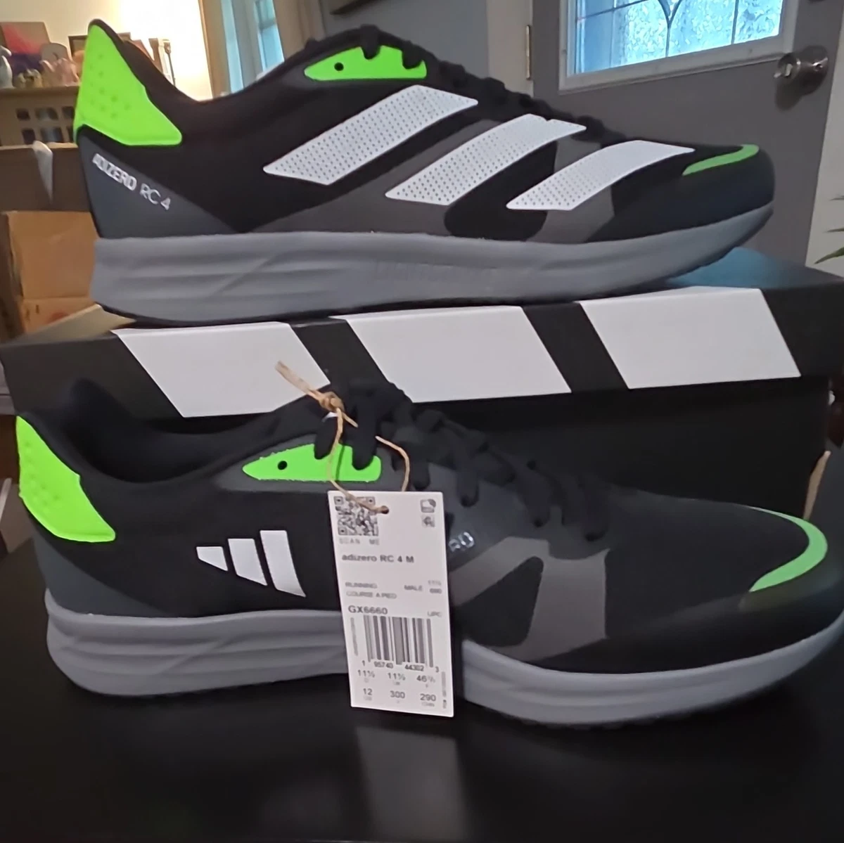 Adidas Adizero RC4                            Black /White Shoe with Neon Green Adidas Adizero RC 4 Black Solar Green for sale | eBay main image 2