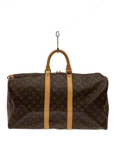 LOUIS VUITTON Boston Bag Keepall 50 Monogram Canvas PVC BRW Total Pattern Used