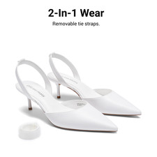 Women's Pointed Toe Slingback Heel Removable Strap Low Kitten Heel Shoes