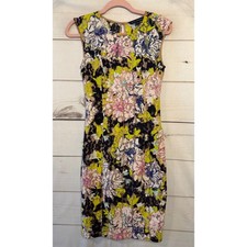 French Connection Floral Lace Sheath Dress Women's Size 2 Yellow Blue Pink