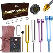 Tuning Forks for Healing, 4 PCS Aluminum Alloy Tuning Fork 128Hz, 136.1Hz, 25...
