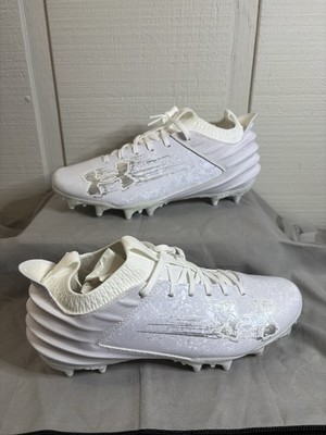 der Armour Men s Blur Smoke 2.0 MC Football Cleats White/Silver Size 8.5 New