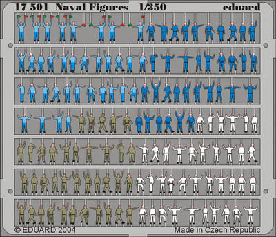 Eduard 1/350 Naval Ship Boat Crew Figures Color Painted Photoetch Detail 17501
