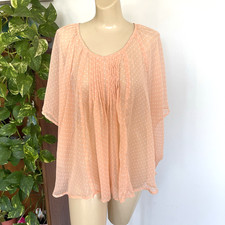Womens Boho Chiffon Poncho Blouse Sheer Polka Dot Pullover Cape Top One Size