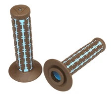 AME Dual old school BMX Duals bicycle grips - BROWN over BABY BLUE