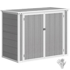 Outsunny 4.7 x 2.5FT Lockable Garden Shed, Double Bin Storage Shed, Grey