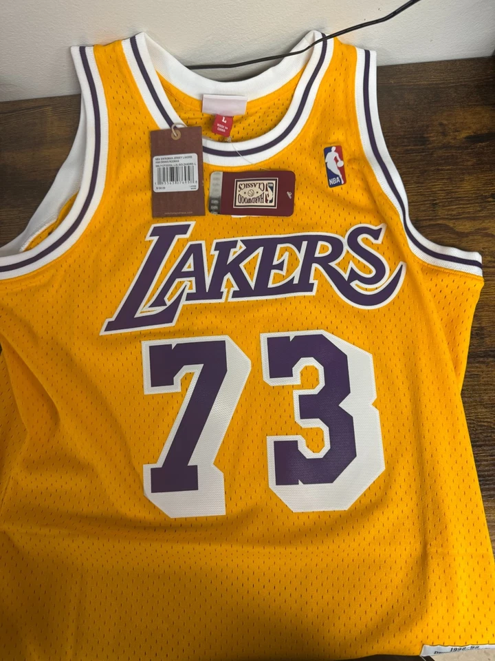 Dennis Rodman Los Angeles Lakers Gold Jersey Mitchell & Ness Men’s Large – Hard - Image 3 of 3