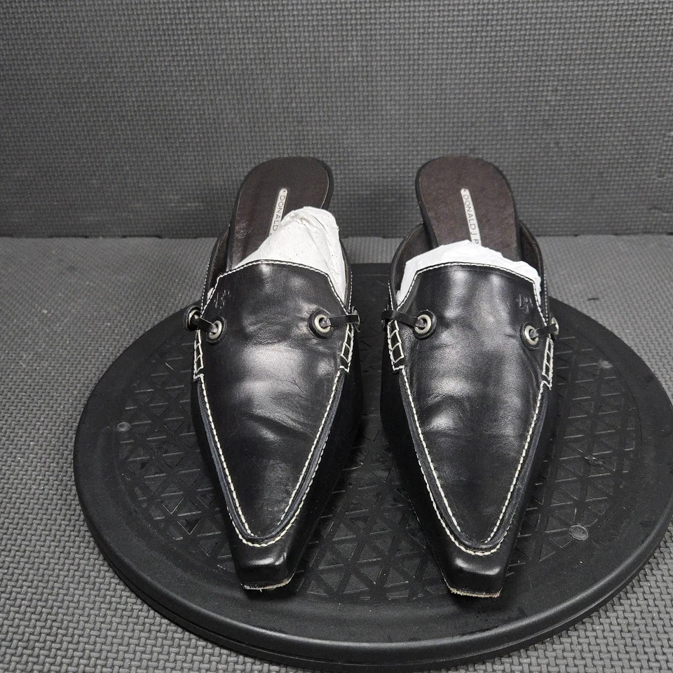 Zapatos Donald J Pliner para mujer talla 10 cuero negro Lyla Mules punta en punta S4 Foto 2 de 4