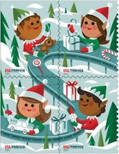 USPS Holiday Elves Forever Stamps - 1 Booklet (20 Stamps) Festive Mail