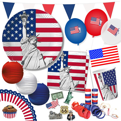 USA + AMERIKA - Stars & Stripes - Geschirr Deko US Mottoparty Amerikaparty Party