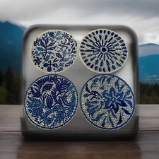 Cork Coasters W/ Holder Drink Tea Coffee Absorbent Round Cup Pad Mat Table Decor